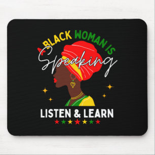 Tapis De Souris Une femme noire parle Écoutez et apprenez pour Afr