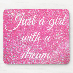 Tapis De Souris UNE FILLE AVEC UN RÊVE Paillettes Rose Chaud
