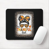 Tapis De Souris Une Fille Merci Thanksgiving Messy Bun Leopard B (Avec souris)