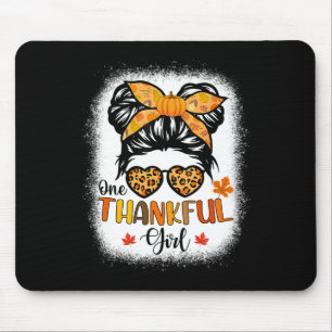 Tapis De Souris Une Fille Merci Thanksgiving Messy Bun Leopard F