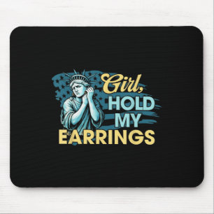 Tapis De Souris Une Fille Tenant Mes Boucles D'Oreilles Statue De