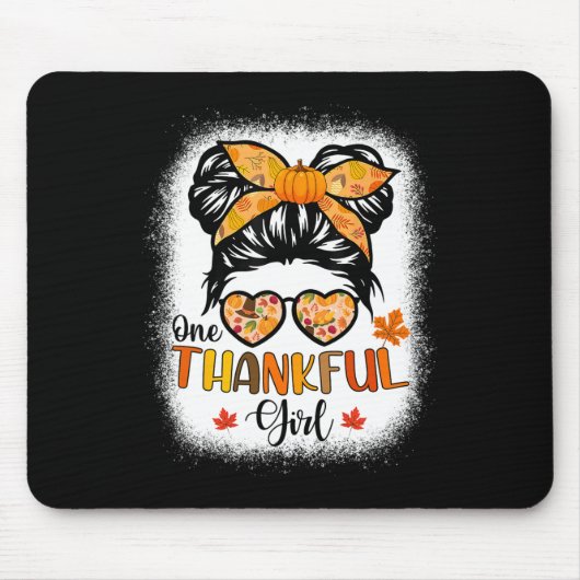 Tapis De Souris Une Fille Thanksgiving Fille Messy Bun (Devant)