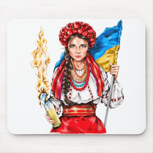 Tapis De Souris Une fille ukrainienne lutte pour la liberté (Devant)