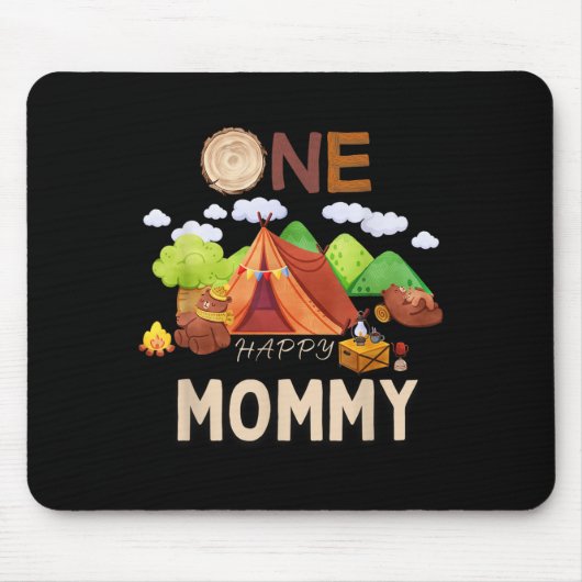 Tapis De Souris Une joyeuse maman Camper Ours Premier anniversaire (Devant)