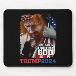 Tapis De Souris Une nation sous Dieu Président Trump 2024 Amérique