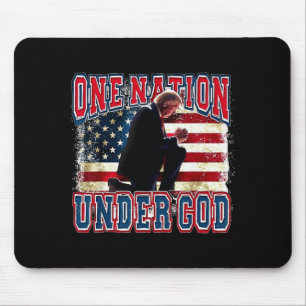 Tapis De Souris Une nation sous Dieu Trump Prie Jésus Drapeau amér