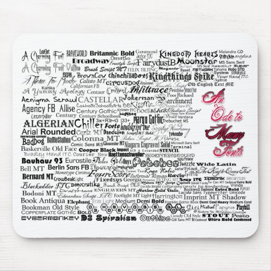 Tapis De Souris Une ode à beaucoup de polices Mousepad (Devant)