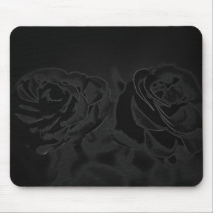 Tapis De Souris Une paire de roses en noir