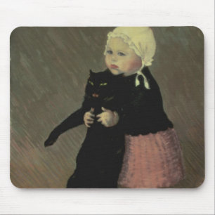Tapis De Souris Une petite fille avec un chat, 1889