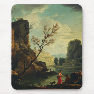 Tapis De Souris Une rivière avec des pêcheurs par Joseph Vernet