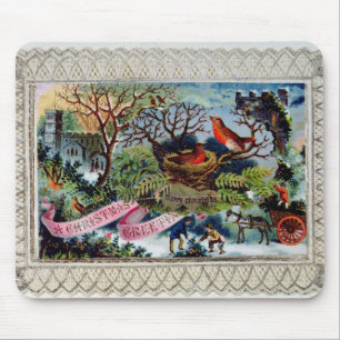 Tapis De Souris Une salutation de Noël, carte postale victorienne