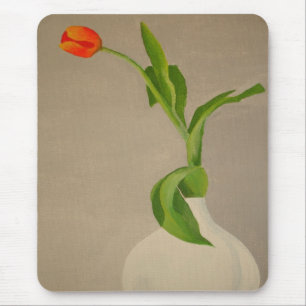 Tapis De Souris Une Tulipe Rouge Dans Un Vase Blanc