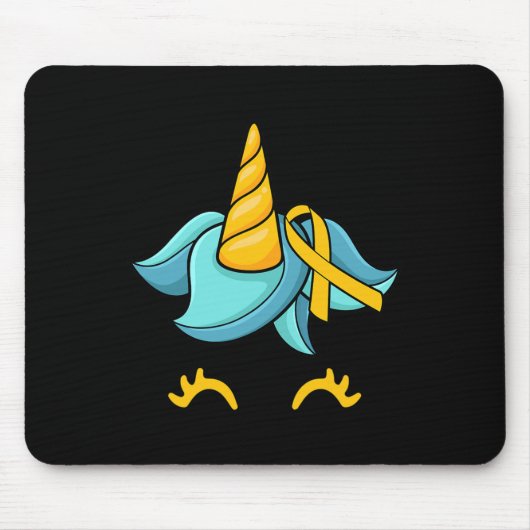 Tapis De Souris Unicorn Face Enfance Cancer Sensibilisation Ruban  (Devant)