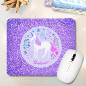Tapis De Souris Unicorn Purple Parties scintillant Nom personnalis