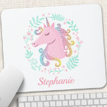 Tapis De Souris Unicorne arc-en-ciel floral<br><div class="desc">Flore Personnalisé Arc-en-ciel Unicorn Pad souris</div>