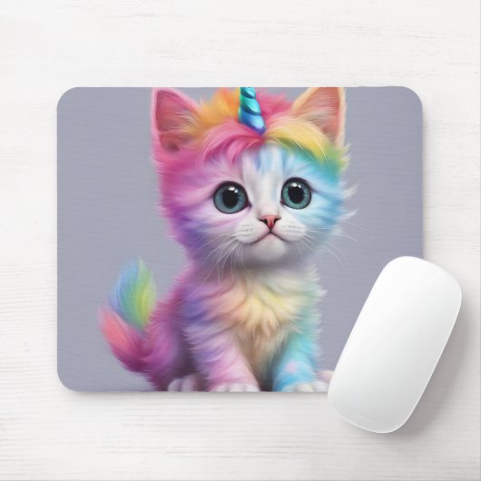 Tapis De Souris Unicorne arc-en-ciel Kitten (Avec souris)