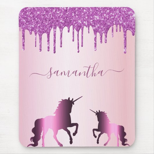 Tapis De Souris Unicorne violet nom rose pâle (Devant)