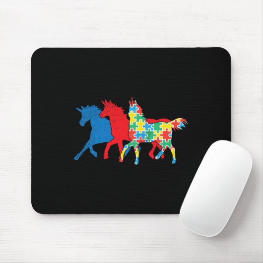 Tapis De Souris Unicorns Puzzle bleu Sensibilisation sur l'autisme (Avec souris)