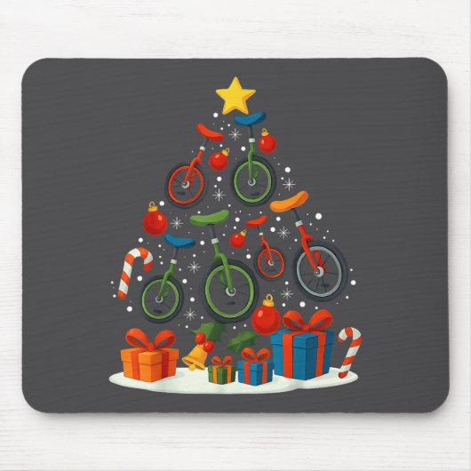 Tapis De Souris Unicycling Unicycle Christmas Tree Xmas  (Devant)