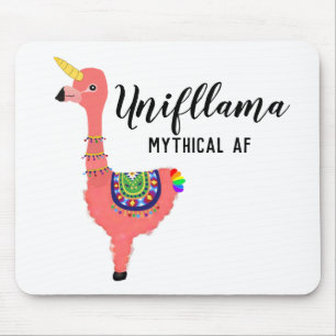 Tapis De Souris Unifllama drôle : Unicorne-Flamant rose-llama myth
