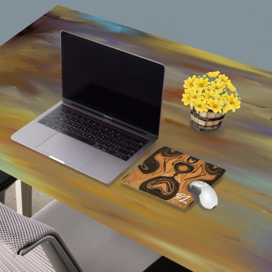 Tapis De Souris Unique Brown en marbre Abstrait Mousepad