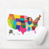 Tapis De Souris Unir-État-Carte-Multicolore (Avec souris)