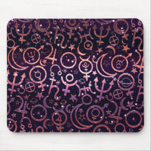 Tapis De Souris Univers espace planétaire pailleté violet