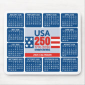 Tapis De Souris USA 250 with 2026 Calendar - Red White Blue (Devant)