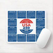 Tapis De Souris USA 250 with 2026 Calendar - Red White Blue (Avec souris)