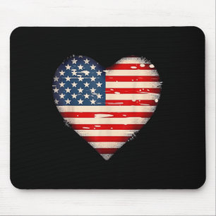 Tapis De Souris Usa Drapeau Coeur American Patriotic Memorial Day
