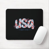 Tapis De Souris Usa Est 1776 Floral Preppy 4th Of July Coquette Bo (Avec souris)