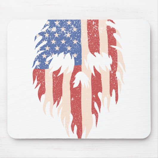 Tapis De Souris USA Flag Skull Beard | Distressed Patriotic Design (Devant)
