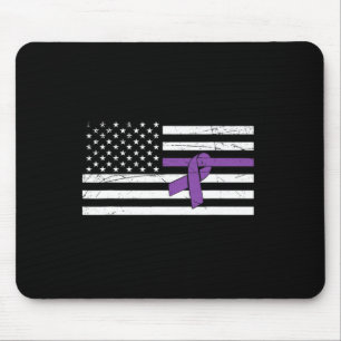 Tapis De Souris USA Pride Purple Ribbon Cadeau Cancer pancréatique