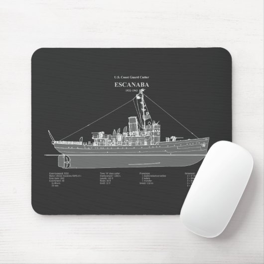 Tapis De Souris USCGC Escanaba wpc-77 - PD (Avec souris)