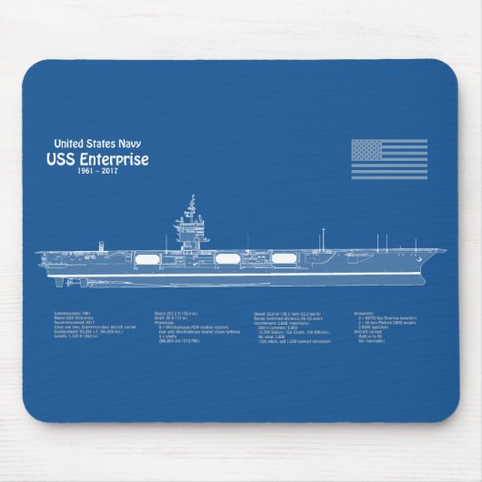Tapis De Souris USS Enterprise - Plan de plan d'expédition ABD (Devant)