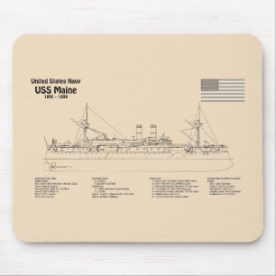 Tapis De Souris USS Maine - Plan directeur des navires SD