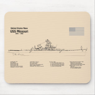 Tapis De Souris USS Missouri - Plan directeur des navires SD