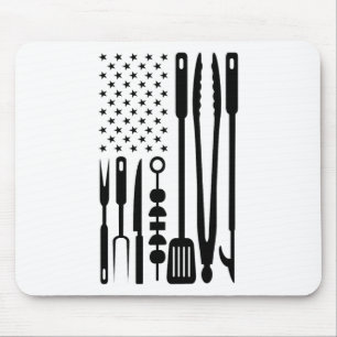 Tapis De Souris Ustensile de drapeau américain Outils Barbecue Gri