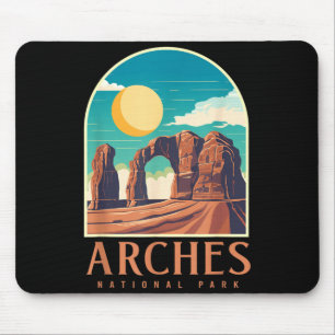 Tapis De Souris Utah vintage rétro randonnée camping arches nation