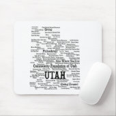 Tapis De Souris UTAH Word Cloud mousepad personnalisé - Texte noir (Avec souris)