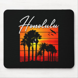 Tapis De Souris Vacances à Honolulu Souvenir Hawaï Coucher de sole