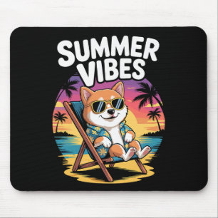 Tapis De Souris Vacances d'été drôles de chien de plage Shi Inu 