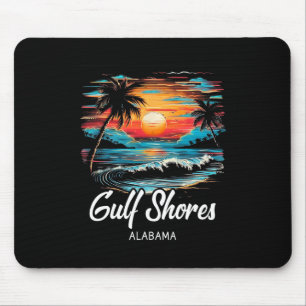 Tapis De Souris Vacances en famille Retro Sunset Alabama Gulf Shor