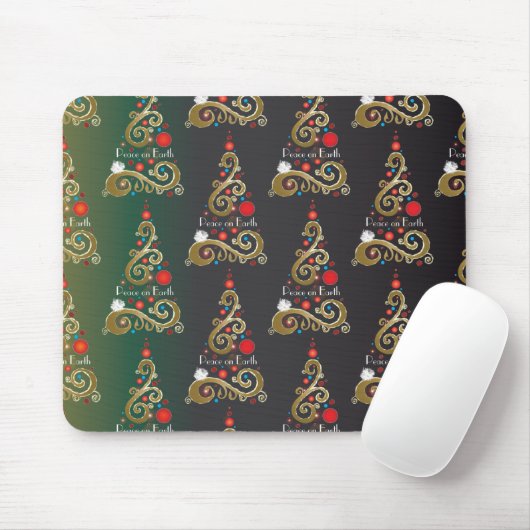 Tapis De Souris Vacances matte vert or motif de Noël (Avec souris)
