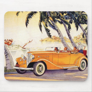 Tapis De Souris Vacances vintage en voiture convertible