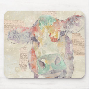 Tapis De Souris Vache à collage de ferme d'aquarelle