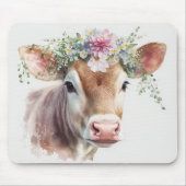 Tapis De Souris Vache avec tête florale (Devant)