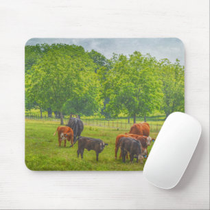 Tapis De Souris Vache de bétail pâturage Texas Farm Art Souris