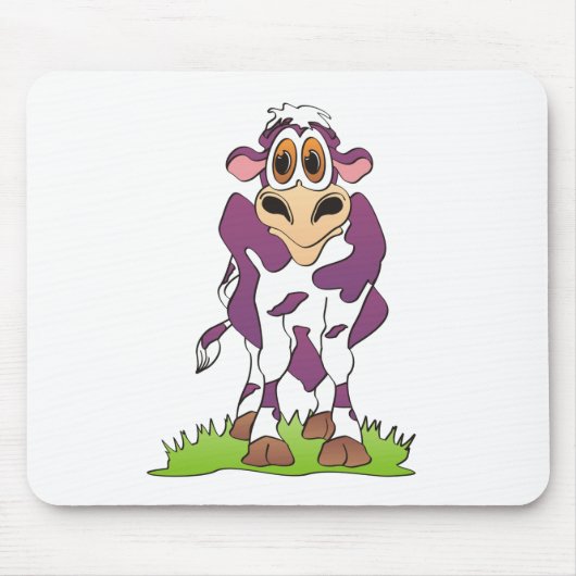 Tapis De Souris Vache de caricature pourpre (Devant)