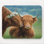 Tapis De Souris Vache des Highlands montrant de l'affection (Devant)